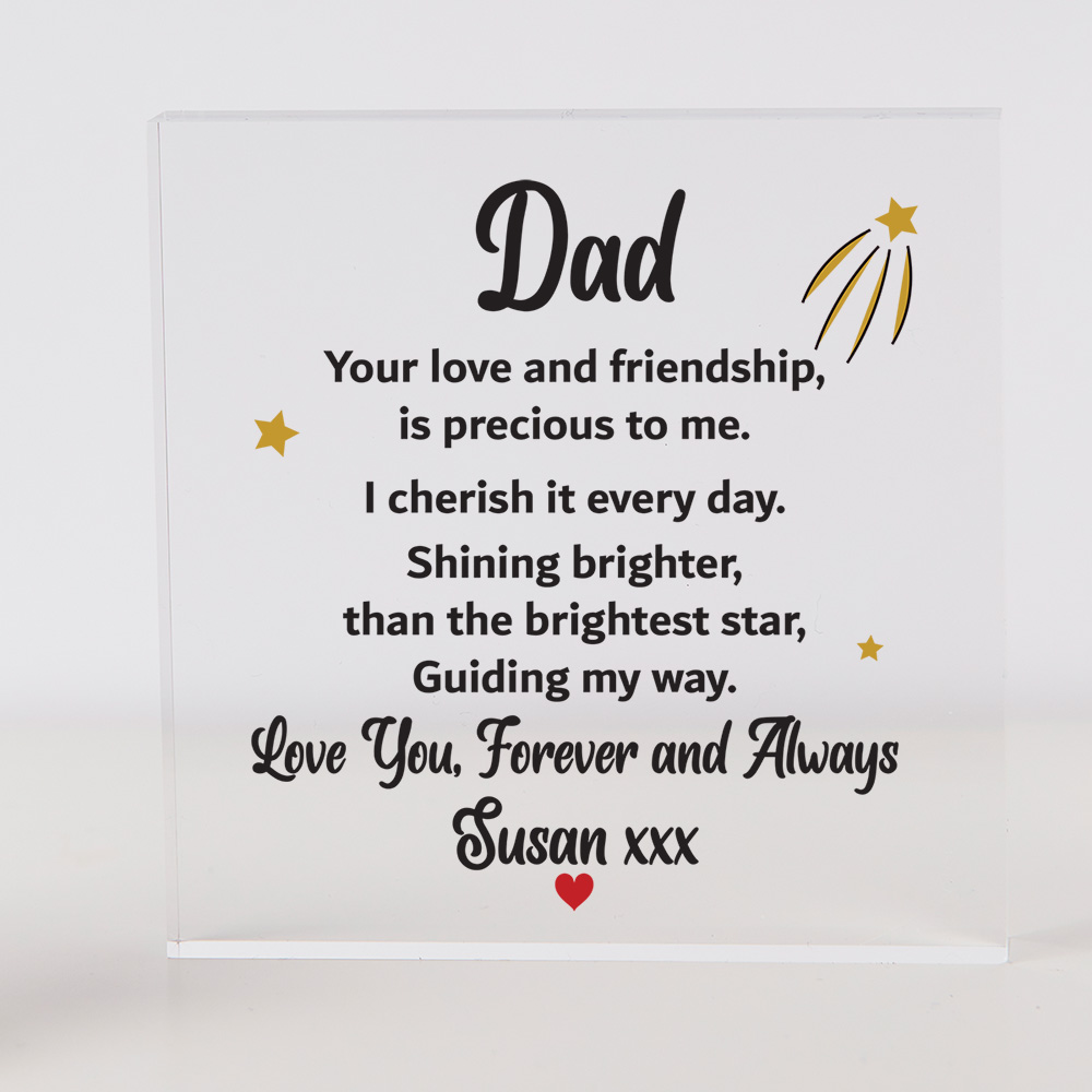 Personalised Father or Any Name Acrylic Block 10cm x 10cm